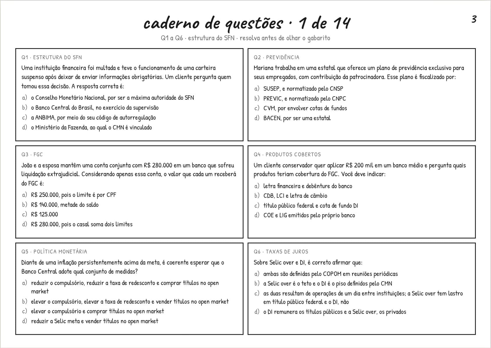 Página real do caderno de questões